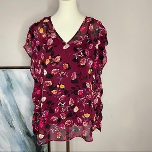 Meadow Rue Anthro | Burgundy floral top with tank